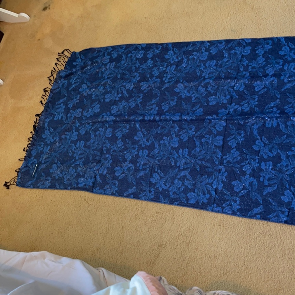 Shawl or wrap in blue, silver, and black- NWOT